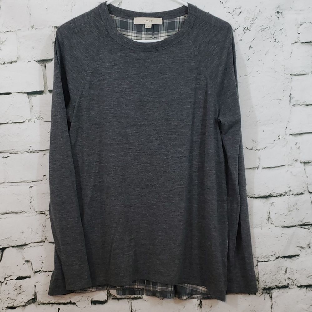 Loft Beautiful plaid button down back top